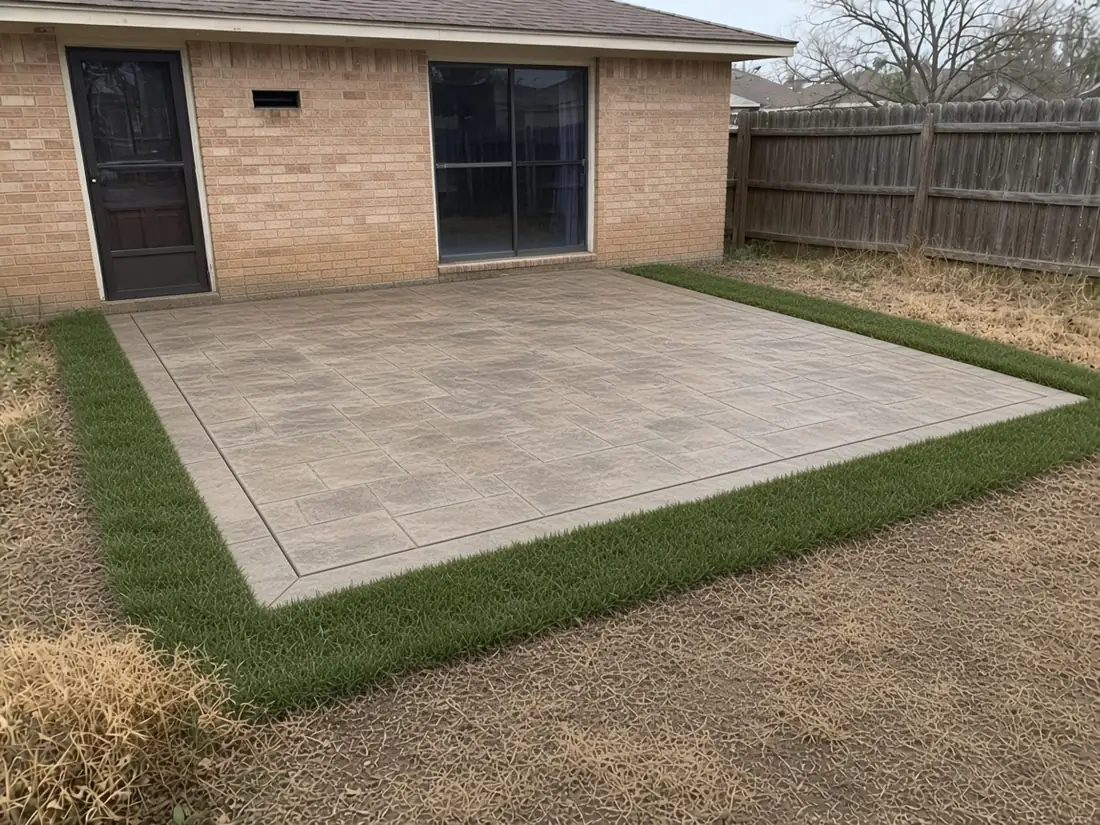 Bare dirt to stamped patio — after