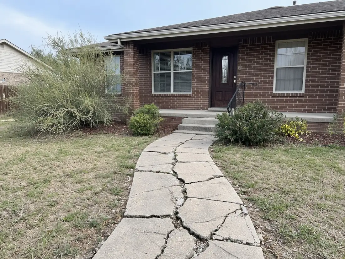 Broken walkway replaced — before